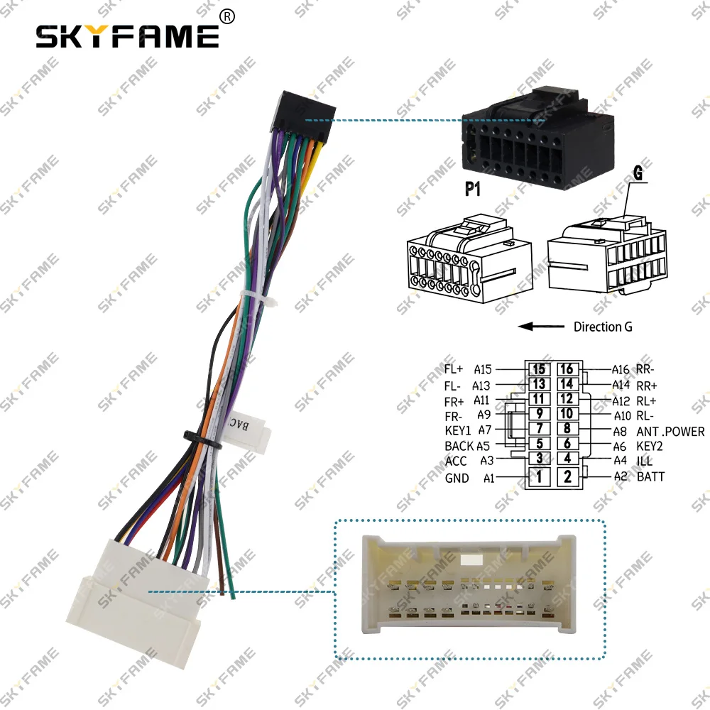 Skyfam16pin أسلاك سيارة تسخير محول كابل الطاقة لشركة هيونداي أكسنت ريو سيراتو فيرنا
