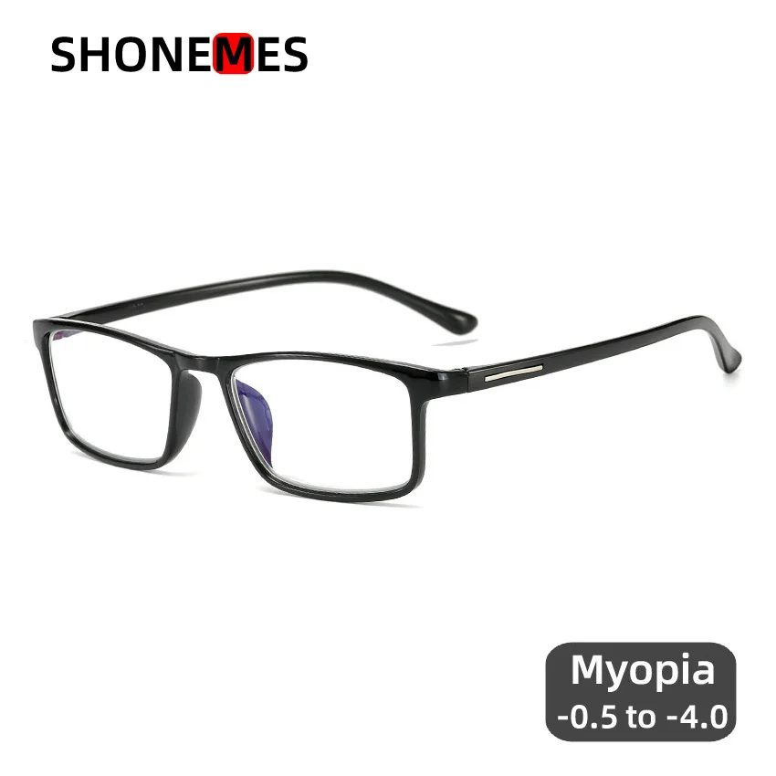 Shonemes Rectangle Myopia Glasses Ultralight TR90 Frame Eyeglasses Shortsighted Glasses Diopter -0.5 1 2 3 3.5 4 for Men Women