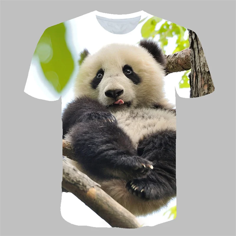 T-shirts kawaii Animal Panda 3d Print Summer Men Women Unisex Streetwear Crew Neck Oversized Casual TShirt Kids Tops Clothing