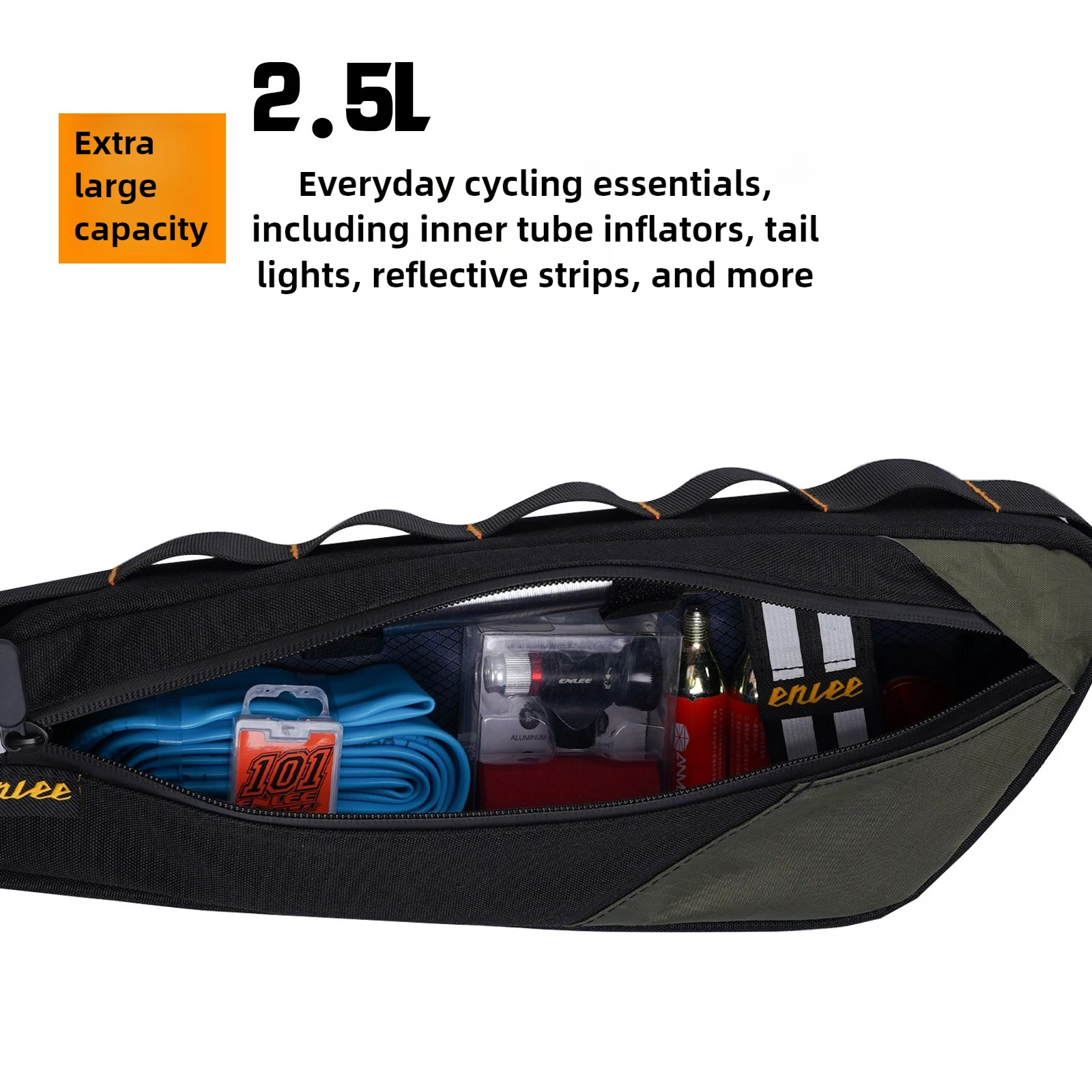 ENLEE دراجة العلوي أنبوب حقيبة داخلية الطريق الجبلية الدراجة سعة كبيرة ركاب مثلث الدراجة حقيبة الجبهة شعاع حقيبة مقاومة للماء #5