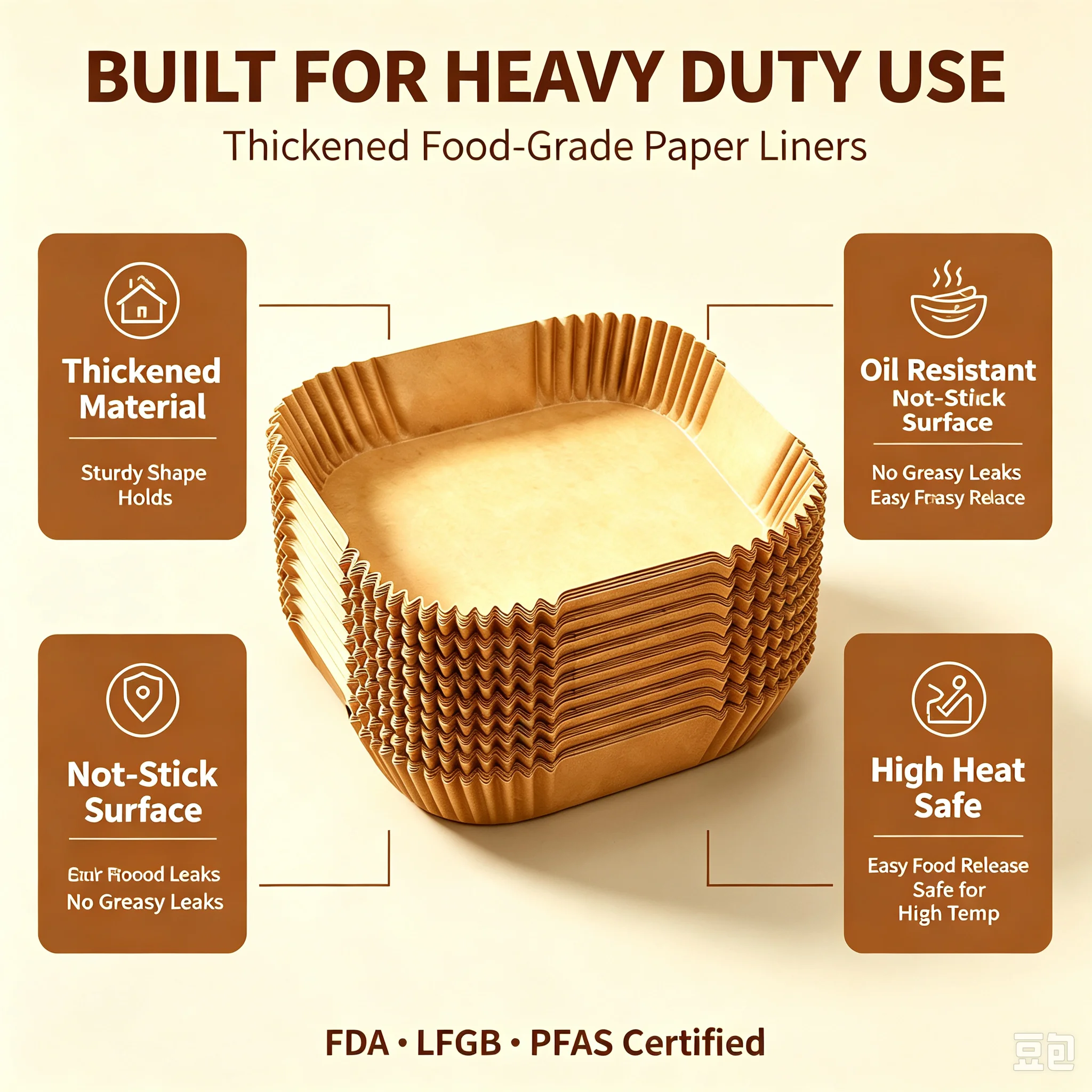 Air fryer paper liners  34 original round baking oil-absorbing sheets  food-grade leak-proof  non-stick food mats  wholesale