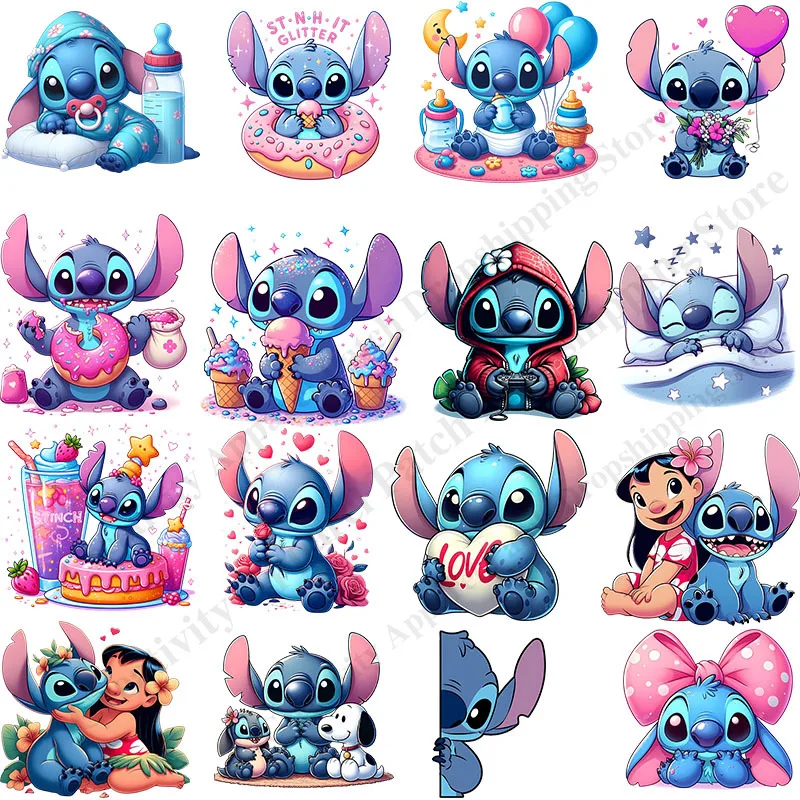 Cartoon Lilo & Stitch Patch for Clothing DIY Kids TShirt Hoodies Clothes Washable Heat Transfer Patch Clothing Custom Decor Gift