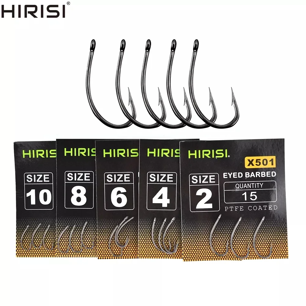 

75pcs PTFE Coated High Carbon Steel Barbed Fish Hook With Eye Mix Size Carp Fishing Accessories X501