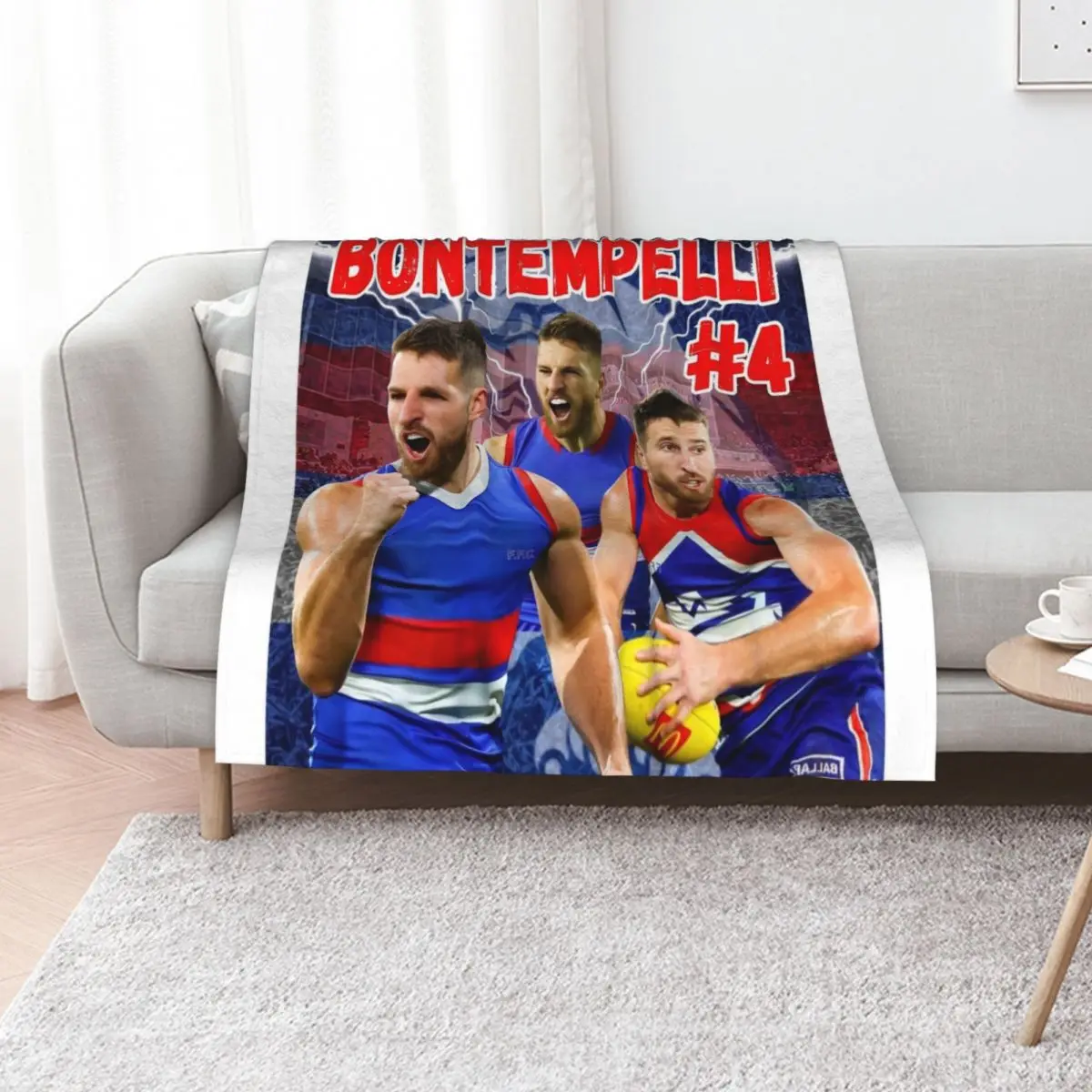 Marcus Bontempelli Western Bulldogs AFL Footballer Throw Blanket Polar For Decorative Sofa Nap Large manga Moving Blankets