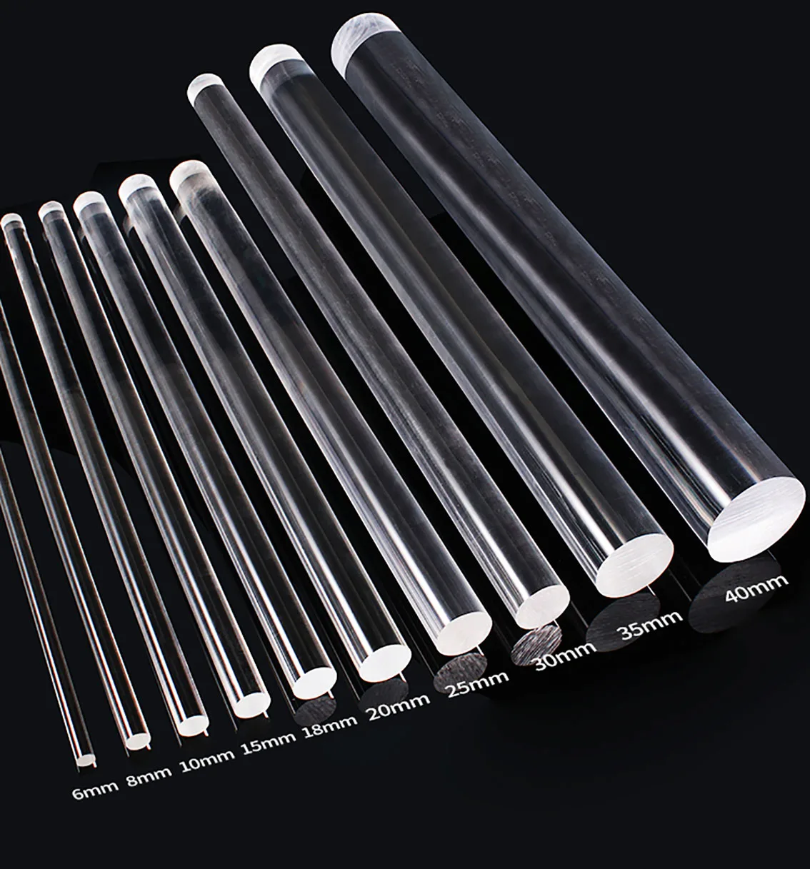 2Pcs Dia 2mm 3mm 4mm-22mm Clear Plastics Round Rod Solid Transparent Bar DIY Decor Jewelry Holders Length 500mm