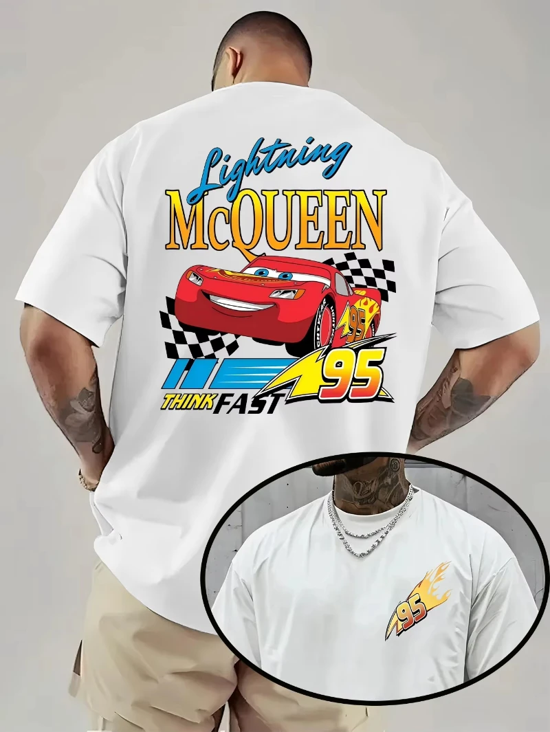 مينيسو 2025 موضة عيد الميلاد الجديدة للرجال سيارة البرق عادية فضفاض للجنسين تي شيرت الشارع الاتجاه العلامة التجارية