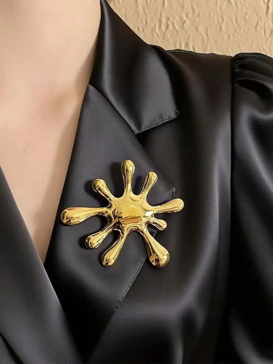 

1pc Asymmetrical Metal Firework Brooch, Unique European Style Fashion Brooch For Women And Girls, Suitable For Travel, Wedding,