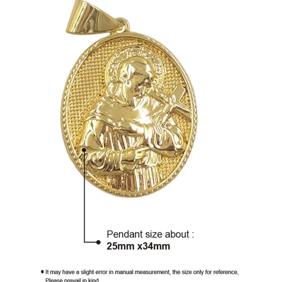 

WT-JFE143 Texture Engrave Religious Style Oval Shape In Yellow Brass Pendant For Necklace DIY Jewelry Making