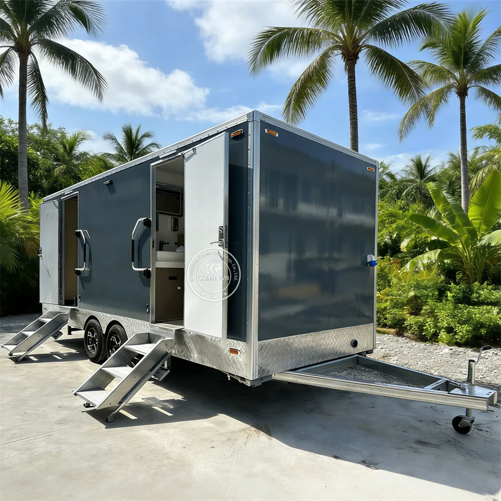 Portable Prefabricated Public Bathroom Convenient Portable Mobile Toilet Trailer Public Restroom Trailer with Multiple Stalls