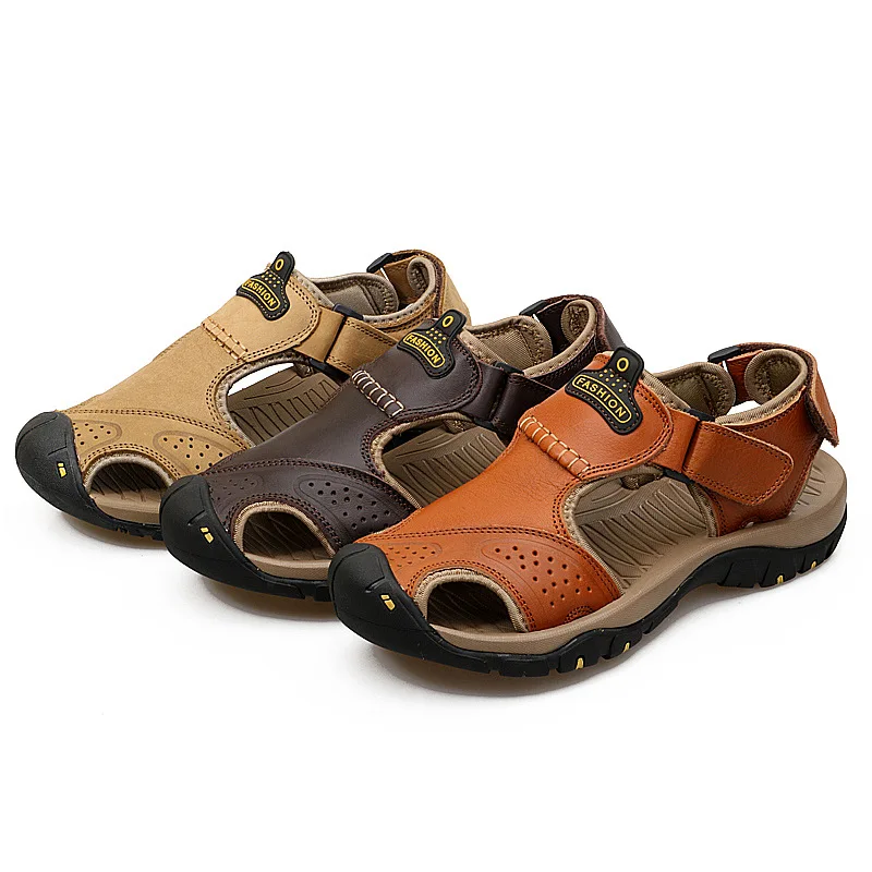 

No-slip Men's Shoes Sandals Genuine Leather Original Men's Sandals Mens Soft Sandls Comfortable Man Sandal Slippers Man Slipers