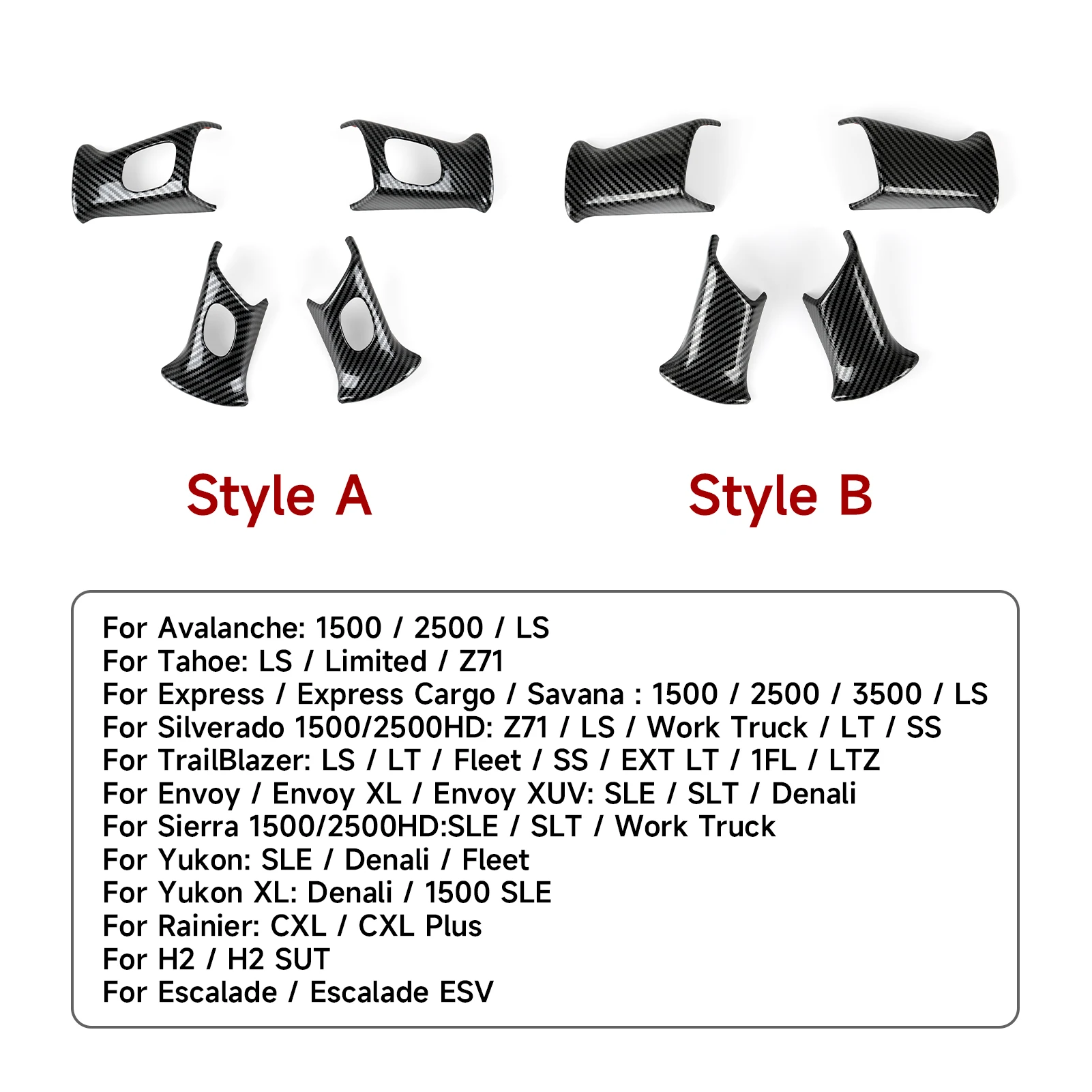 

Car Steering Wheel Cover Carbon Fiber Trim Stickers For Buick Rainier/HUMMER H2/Cadillac Escalade/ Oldsmobile Bravada Interior