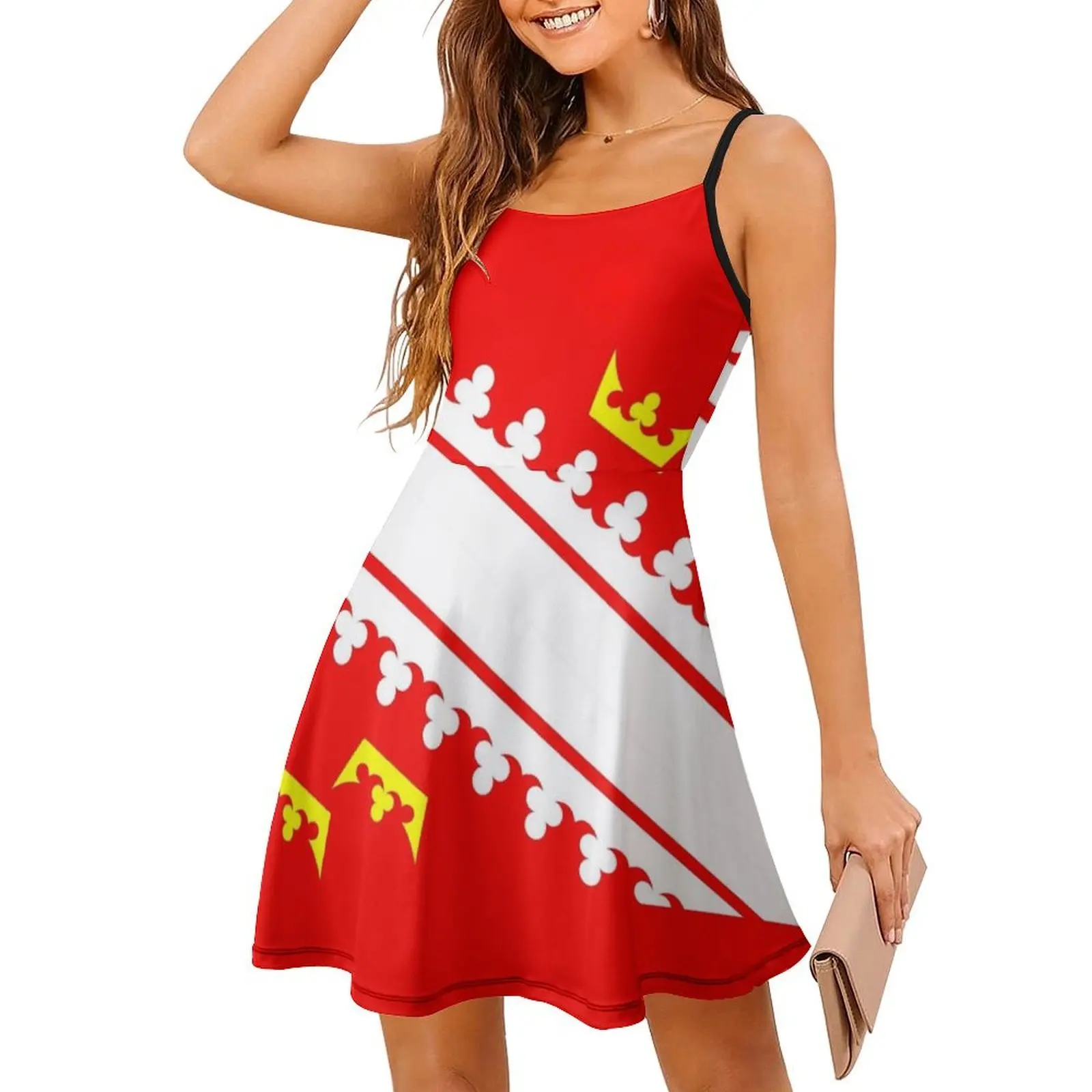 علم الألزاس فستان كاجوال على الطراز الكوري للنساء فساتين مكتب سيدة يومية بسيطة علم الألزاس منطقة فرنسا ملابس امرأة بلد #3