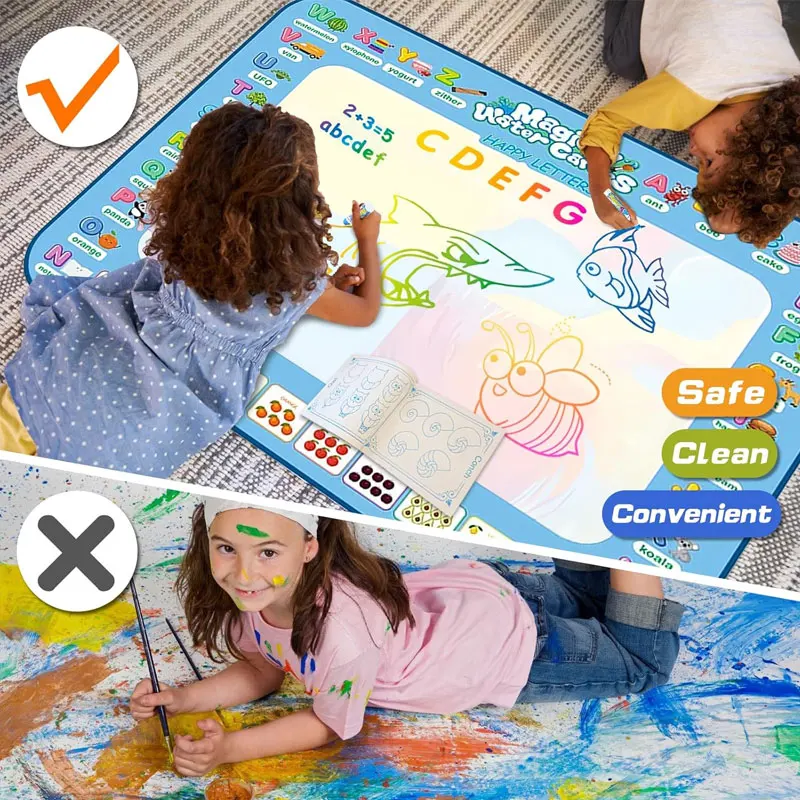 Tapis de gribouillage d'eau coloré pour enfants, 15.76 "× 12.6", jouet éducatif Montessori, tapis de dessin pour garçons et filles de 3 à 8 ans, cadeau pour tout-petits