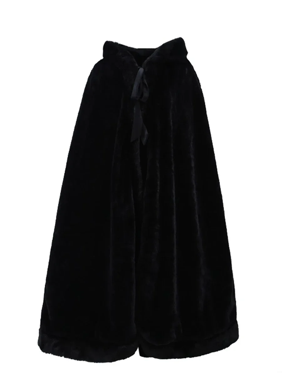 

Pure Black Hanfu Cape for Men and Women in Autumn and Winter Lined with Imitation Rabbit Fur Comfortable Rough Edge