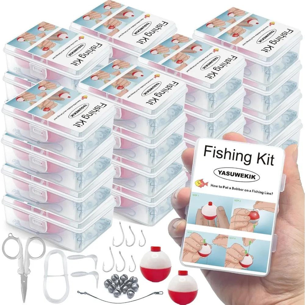 

Bulk 24 Mini Emergency Survival Fishing Kits Compact Tackle for Beginners Party Favors