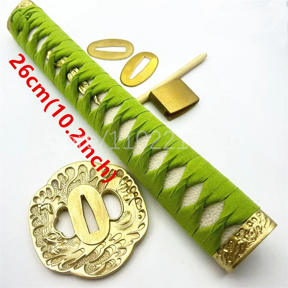 A Set Wonderful 26cm Handle Real Rayskin Tsuka Brass Handguard Tsuba Habaki Seppa For Japanese Samurai Katana Sword Fittings