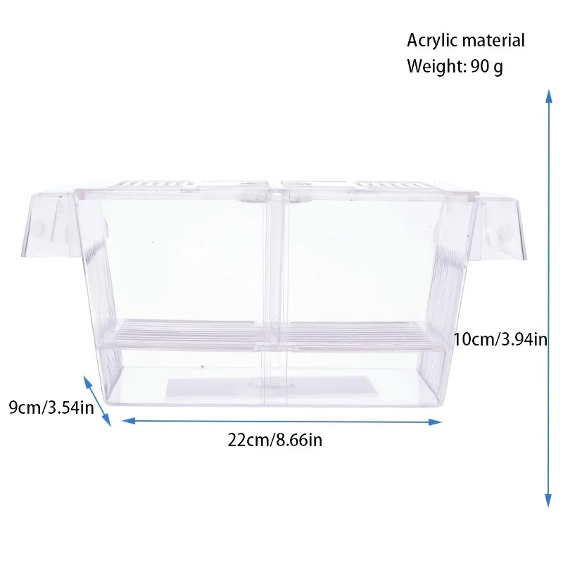 Fish breeding box, acrylic fish isolation box, with suction cups, aquarium incubator, suitable for baby fish, shrimp, clownfish,