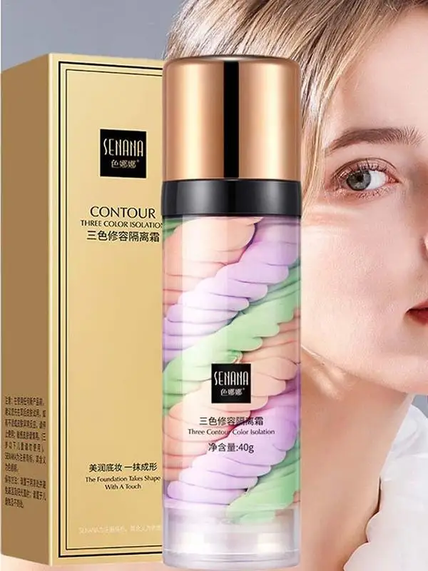 Color Correcting Primer Tricolor Isolation Cream Face Makeup Primer Base Isolation Cream Invisible Pore Moisturizing Essence