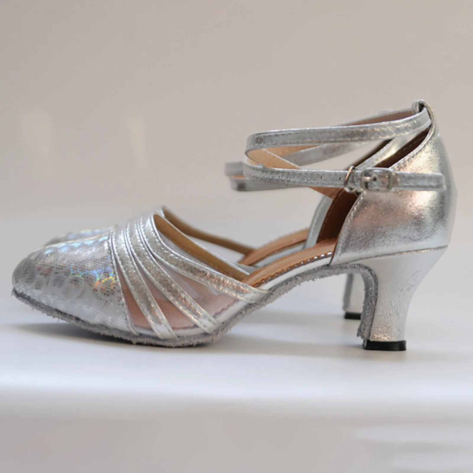 Moda scarpe da ballo latino donna suola in gomma morbida punta chiusa moderna sala da ballo tango festa signora paillettes scarpe da ballo latino