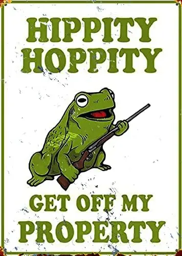 Y1, Eletina Hippity Hoppity Get Off My Property No Trespassing, Plaque Murale Rétro en Métal, Panneau d'Avertissement pour Bar et Café