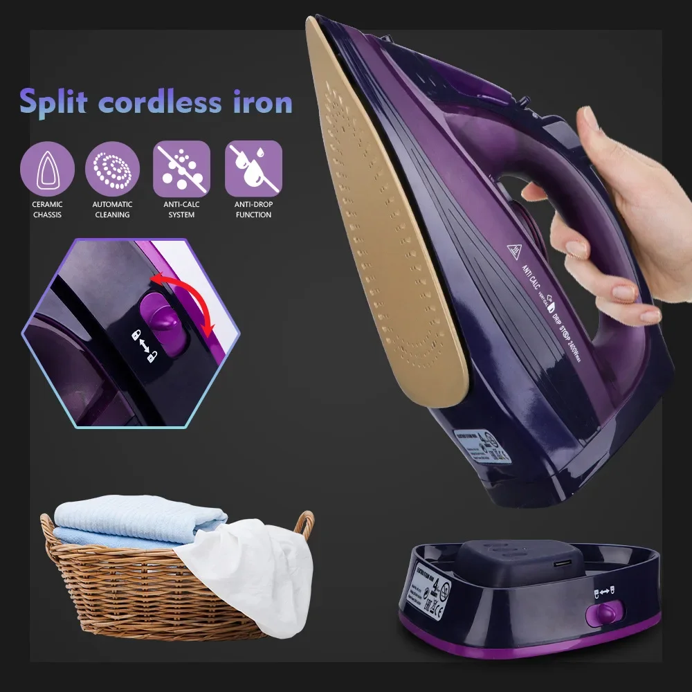 Household Wireless Steam Iron ,Handheld Electric Iron,Adjustable Temperature,Dry Iron Machine 2400W For Travel Ironing Clothes