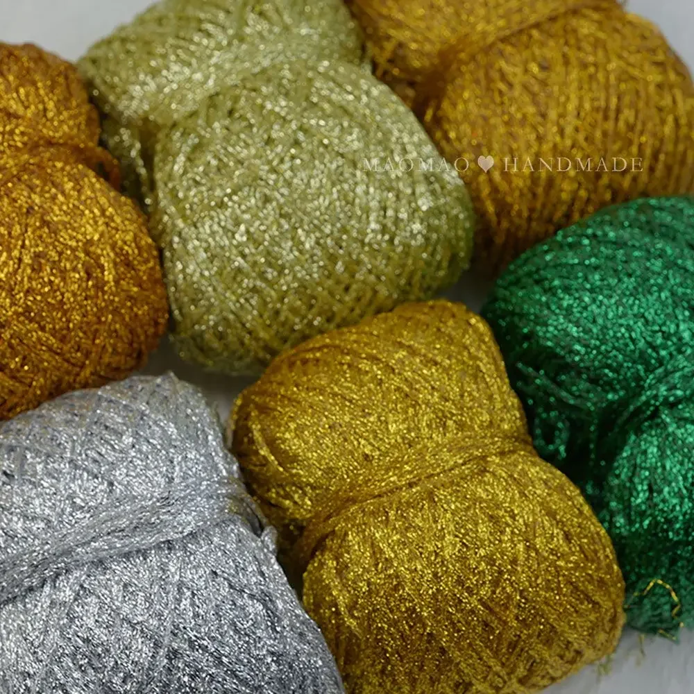 50g Glitter Sparkle Metallic Yarn for Knitting  Crochet DIY Yarns Shinny Line for Knit Bag DIY Gold Silver Thread Hat Toy