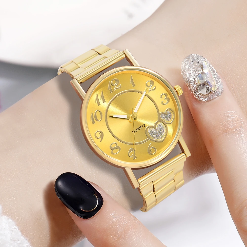 6PCS Set Luxury Watch Women Ring Necklace Earrings Rhinestone Fashion Wristwatch Female Casual Ladies Watches Bracelet Set Clock