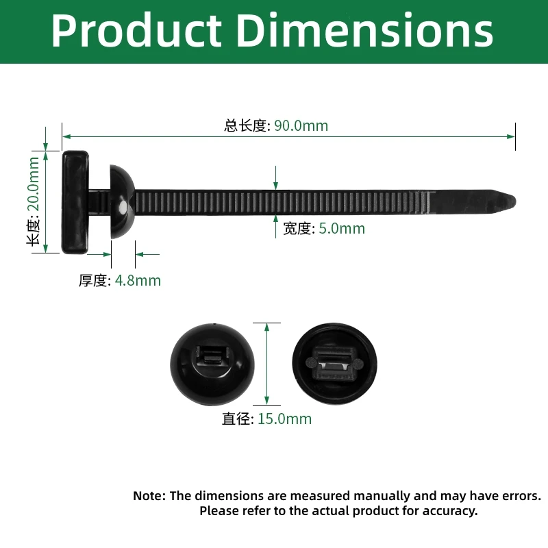 Nylon Universal Cable Tie Buckle-Heavy Duty Zip Ties Holder with Pin & Button Design Plastic Cable Ties Tool Fasteners Car Body