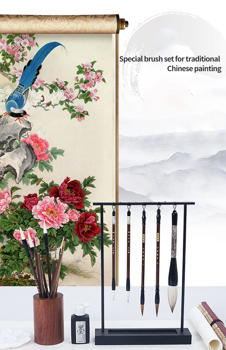 Chinesische Malerei Pinsel Anfänger Kalligraphie Zeichnung Bambus Stift Vorhang Filz Reis Papier Set Landschaft Zeichnung Schreiben Kunst Versorgung – Detail 6