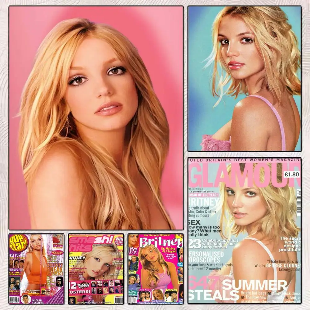 Singer B-Britney Spears y2k Painting Calligraphy Aesthetic Canvas Wall Poster Modern Room Decor Bedroom Cafe Wall Artwork