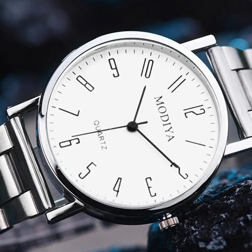 Men Quart Watch Round Dial Adjustable Strap No Delay Time-checking High Accuracy Exquisite Business Formal Wristwatch Timepiece