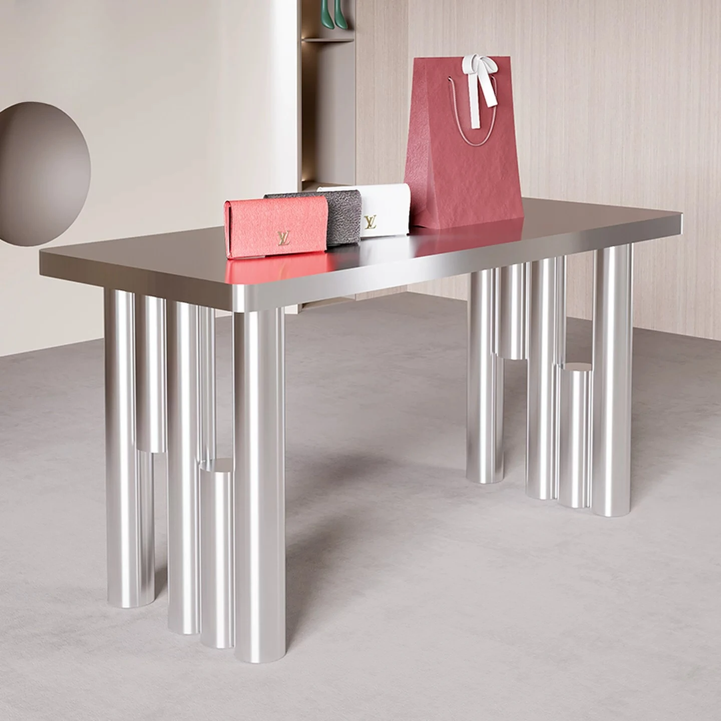 Stainless Steel Nakashimadai Water Station Exhibition Hall Workbench Buyer Shop Display Table Product Storage Desk