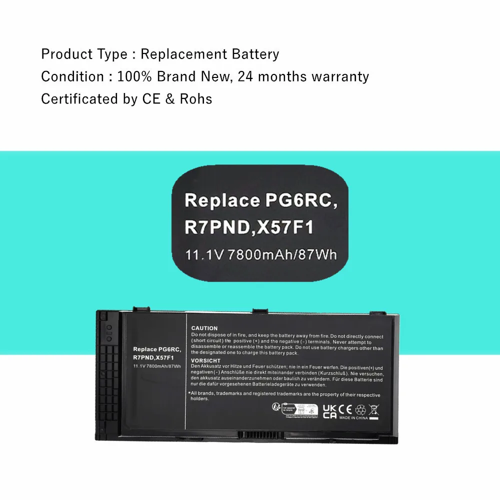 PG6RC FV993 Laptop Battery For Dell Precision M4600 M4700 M4800 M6600 M6700 M6800 FJJ4W T3NT1 N71FM R7PND OTN1K5 - Image 2