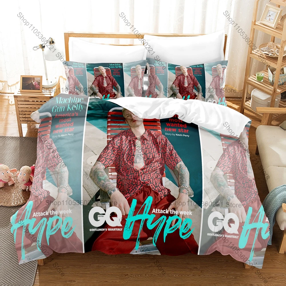 Machine Gun Kelly Fan Merch Duvet Cover + 2 Pillowcases, EST 4 Life Mixtape Art Bedding Set Comfortable Fabric for Collectors