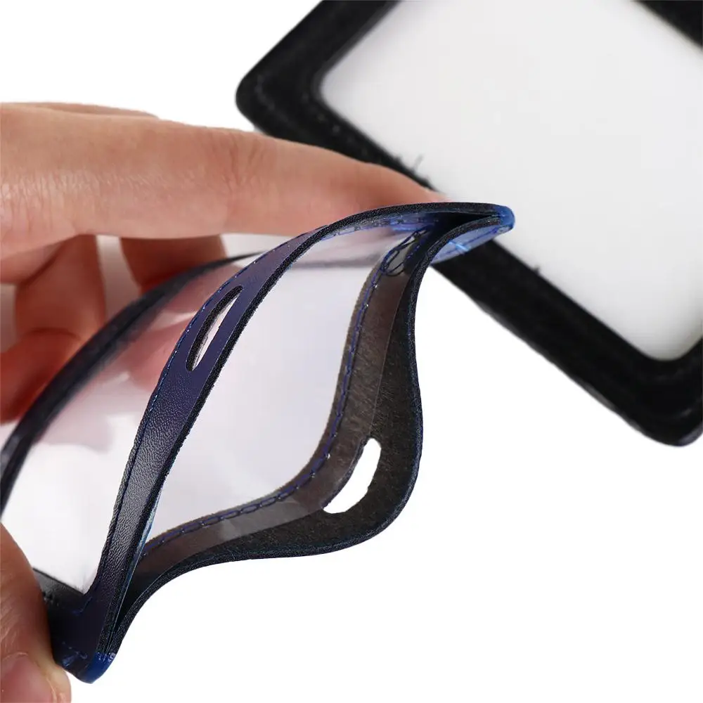 PU Leather ID Badge Case Double-Sided Work Identity Business Card Holder Transparent Colorful Name Card Cover Credit Card