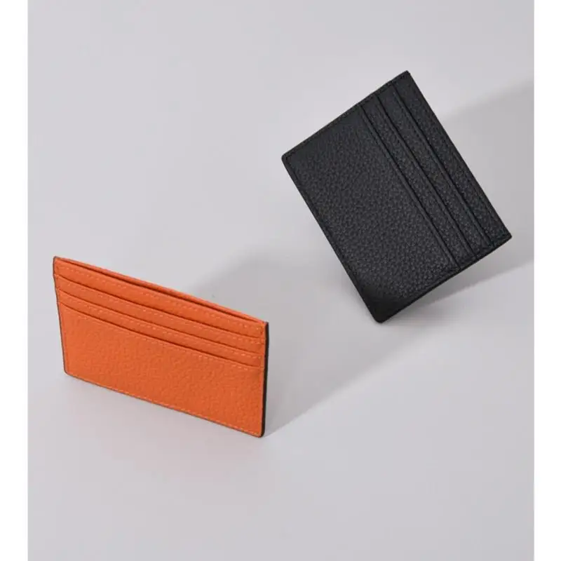 محفظة بطاقات عمل رفيعة من الجلد الطبيعي الفاخر؛ حافظة بطاقات من قطعة واحدة من جلد البقر عالي الجودة بتصميم بسيط