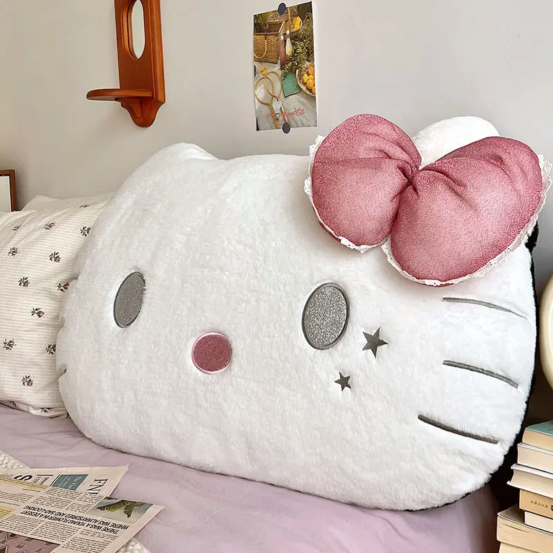 Bonito olá kitty travesseiro de pelúcia kawaii dupla face preto e branco kt gato dos desenhos animados almofada sofá cama presente macio para fãs decoração casa