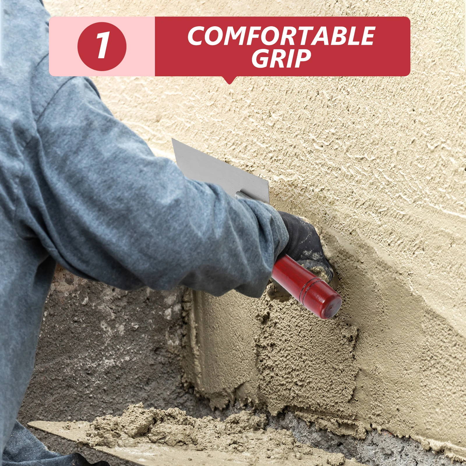 

Stainless Steel Margin Trowel Wood Handle Grouting Tool For Tile Masonry Drywall Plastering Construction Flat Finishing