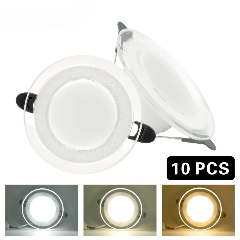10pcs/lot 4inch LED Downlight 3Colors Changeable Spot Led 6W 220V Recessed Round Panel Light Indoor Lighting Down Light
