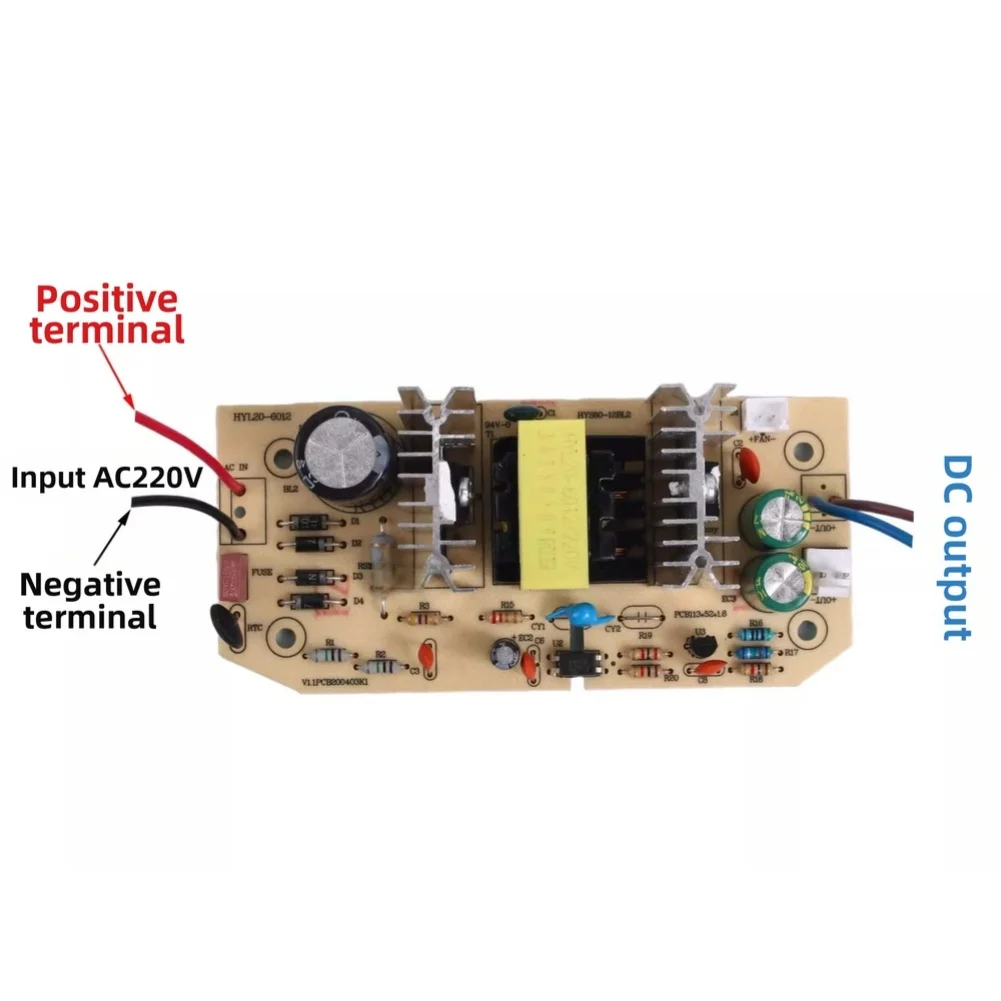 DC12V 5A Power Converter Board for Car Refrigerator Input AC220 240V 50Hz Output 60W For compact Design 11.35x5.25x3.3cm PCB