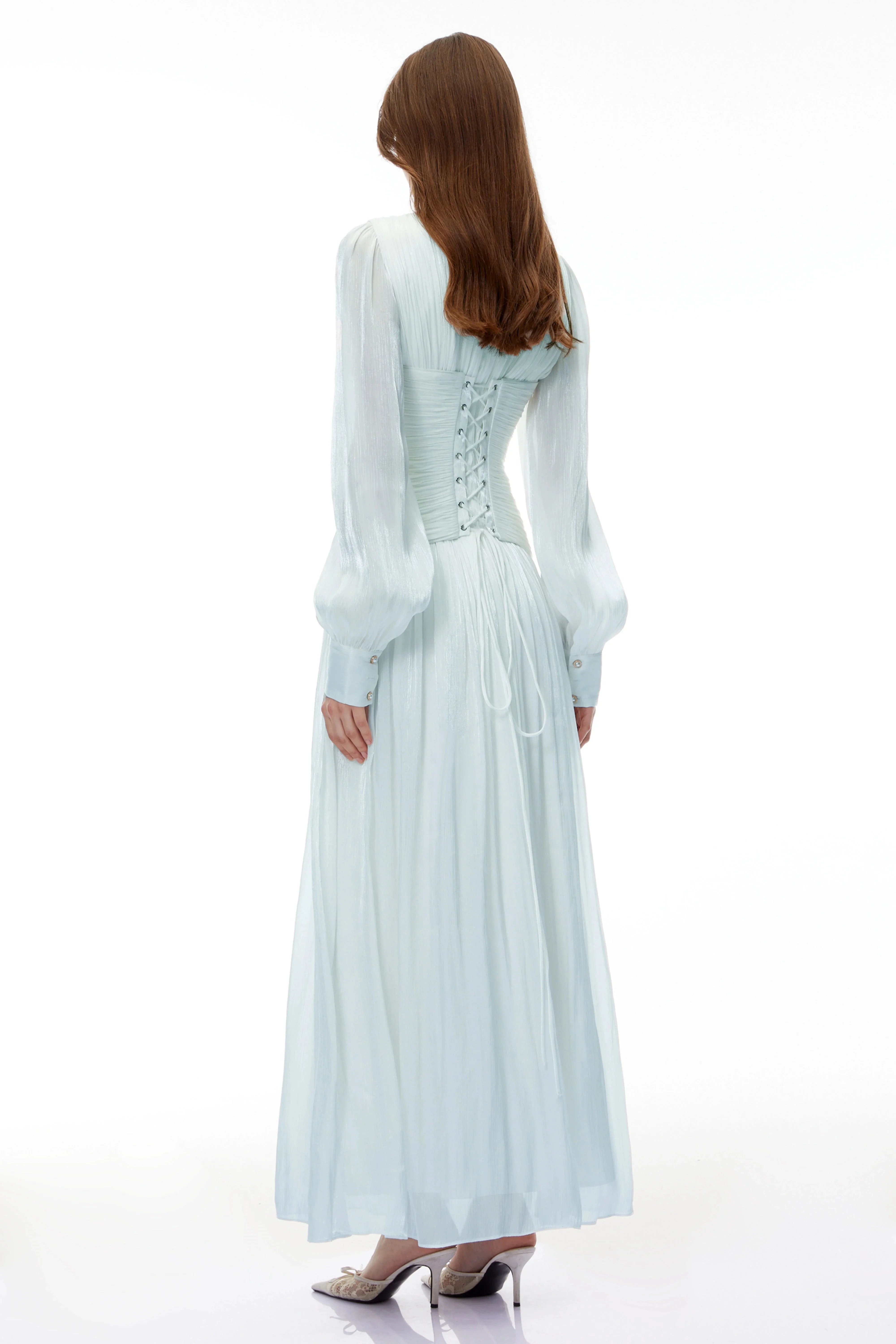 Danni 2026 Arabic Evening Dress O-Neck Pleats Crepe Customized Floor Length Muslim Corset Long Sleeves Prom Wedding Party Gown