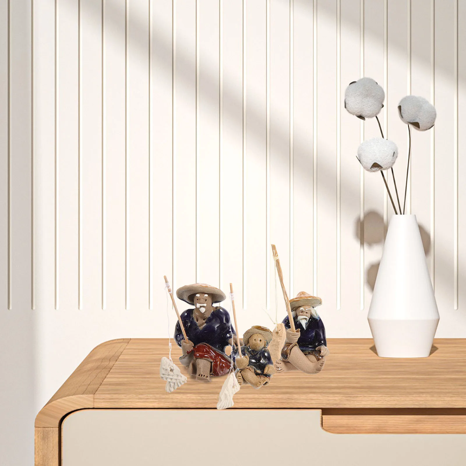 

3Pcs Ceramic Fisherman Statue Miniature Sculpture for Fish Tank Aquarium Home Decor Fisherman Statue Fish Tank Ornament