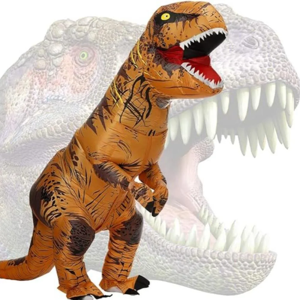 Erwachsenes Kind T-Rex aufblasbares Kostüm Halloween Dinosaurier Thema aufblasbare Fahrt Kostüm