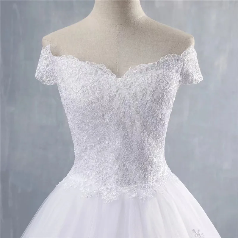 FNBQ-180#Luxury Wedding Dresses Free Customized Plus Size White Pure White Lace Dance Party Bride Wedding Host Dress Wholesale