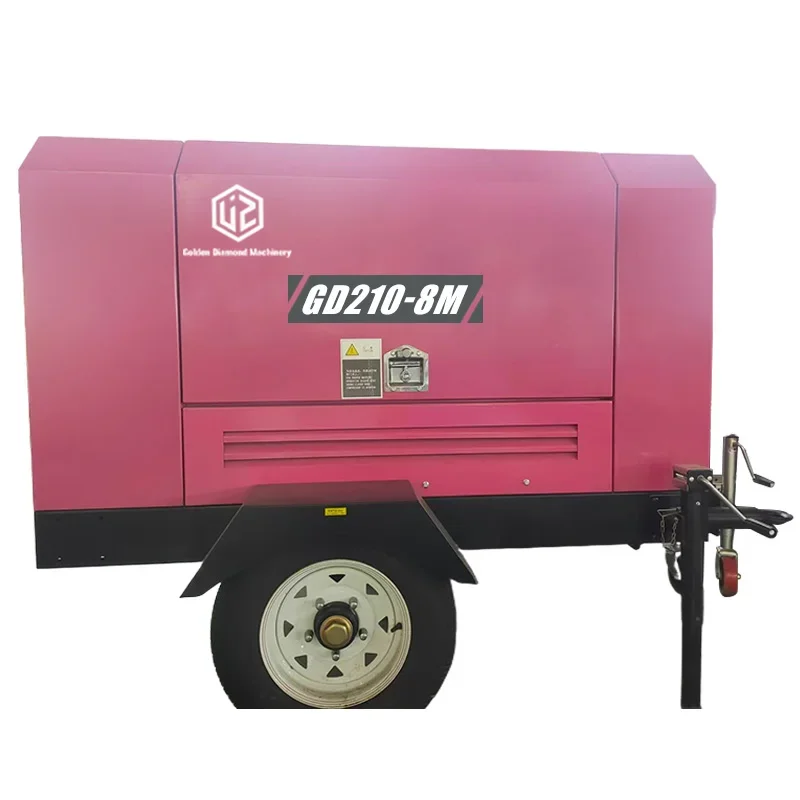 GD210-8M  210CFM  8bar  Mobile diesel engine screw air compressor 50hp