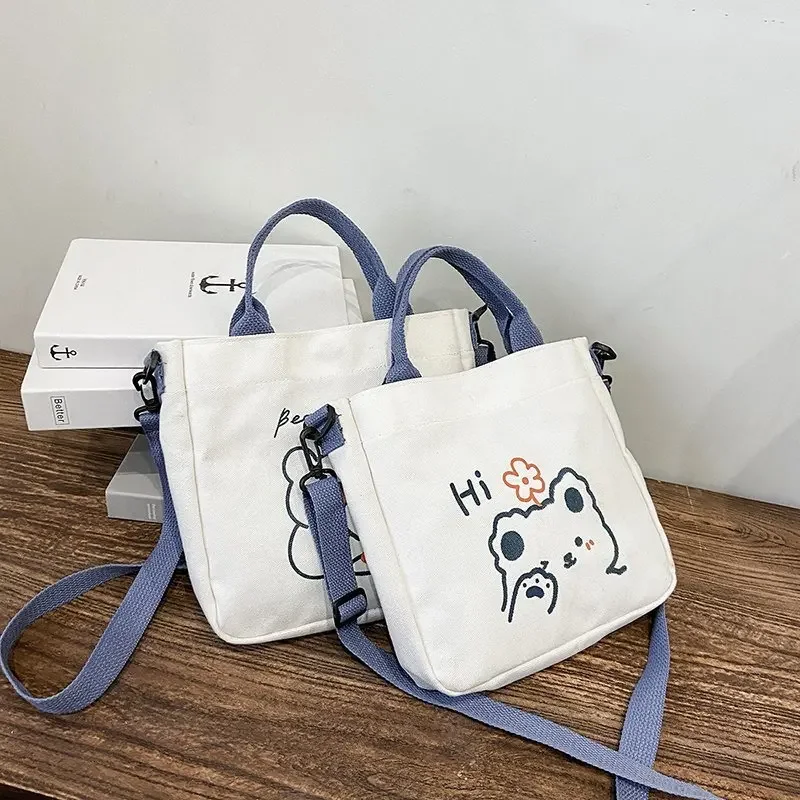 

New Canvas Small Bag Korean Version Cute Cartoon Multi-functional Ladies Printed Shoulder Diagonal Bag Handbag