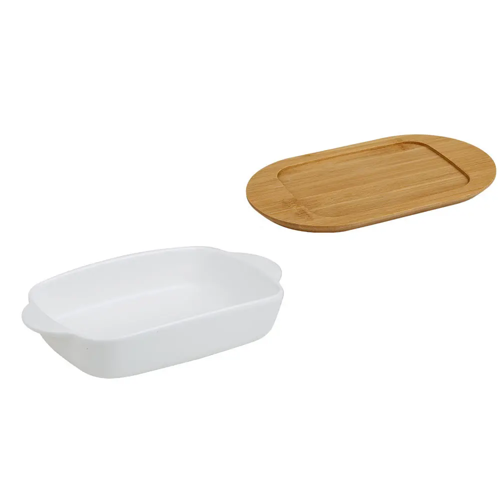 

1Set Double Handle Ceramic Baking Tray High Temperature Resistant Microwave Safe Multi-Function Kitchen Storage Plate for Fruits