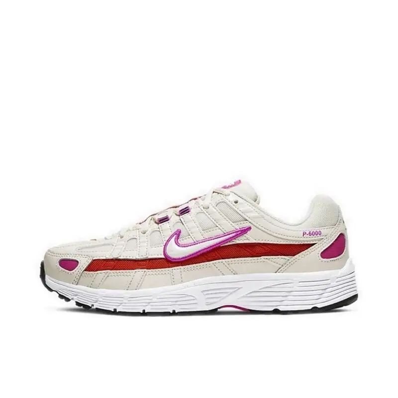

Nike P-6000 Удобные универсальные противоскользящие и износостойкие свойства. Низкий каблук. Кроссовки для женщин. Белый Розовый
