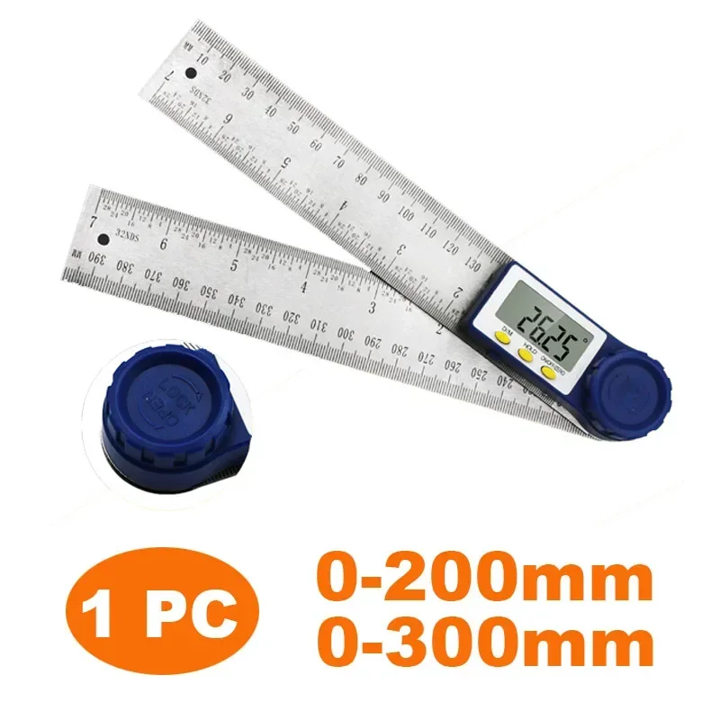 0-200/0-300mm Digital Protractor 360° Digital Caliper Stainless Steel Angle Ruler Goniometer Electronic Protractor Inclinometer