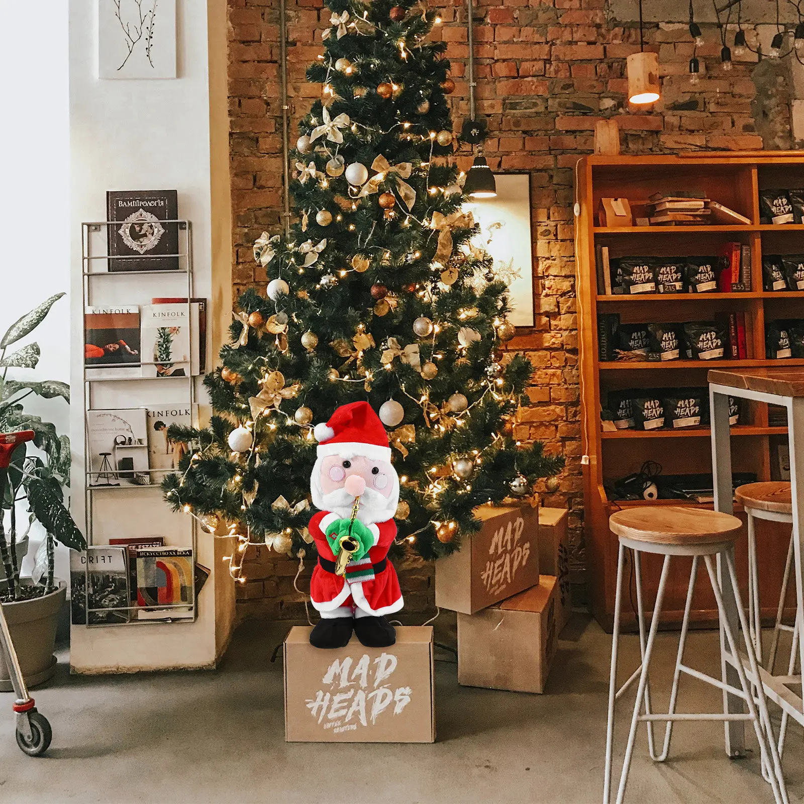 

1Pcs Electric Saxophone Santa Claus Christmas Decoration Singing Dancing Animated Musical Desk Ornament Holiday Party Prop